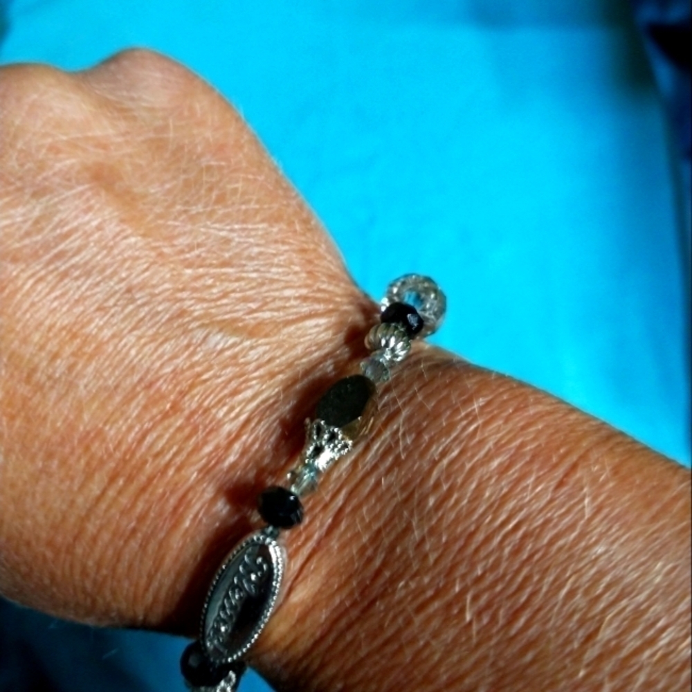 Black and copper blessed faceted bracelet
